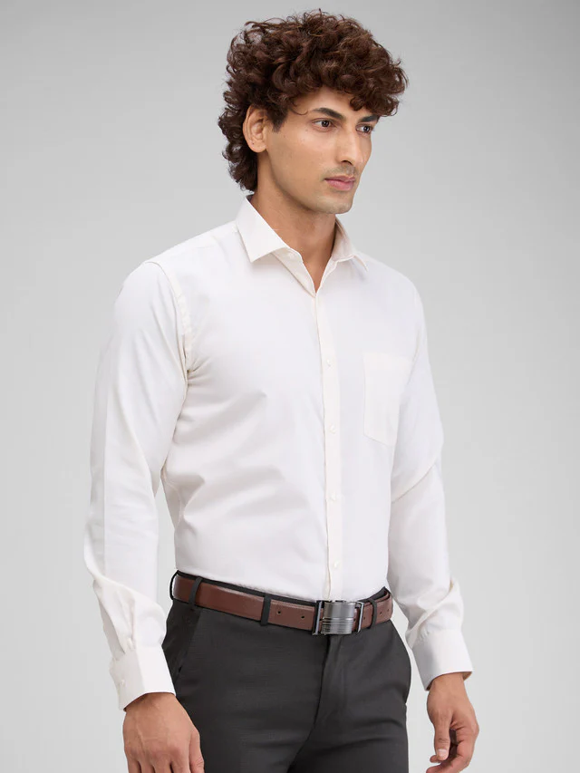 Park Avenue White Structure Slim Fit Full Sleeve Cotton Blend Shirt - Image 2