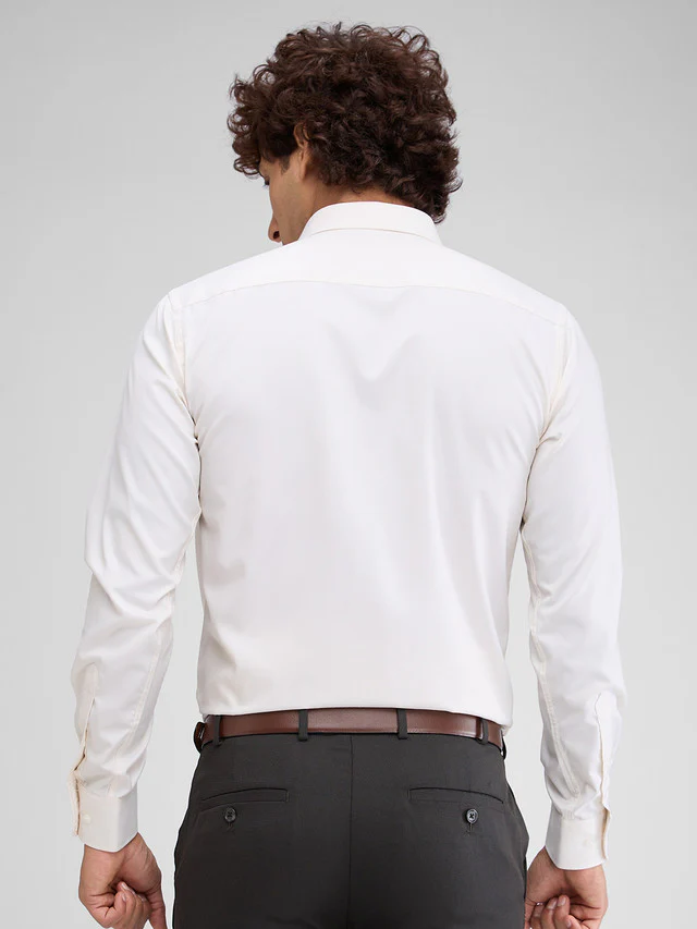 Park Avenue White Structure Slim Fit Full Sleeve Cotton Blend Shirt - Image 4