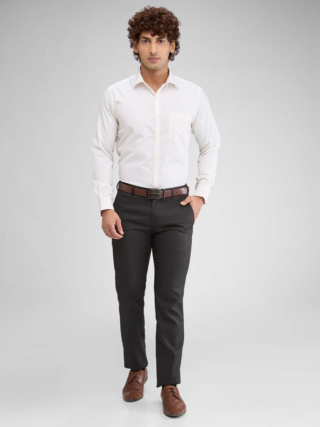 Park Avenue White Structure Slim Fit Full Sleeve Cotton Blend Shirt - Image 5