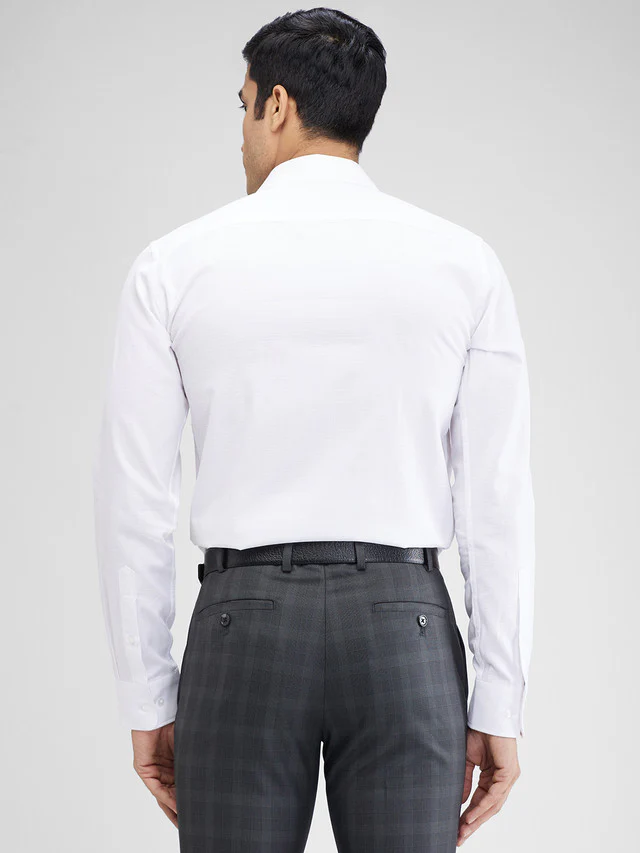 Park Avenue Men White Slim Fit Structure Formal Shirt - Image 4