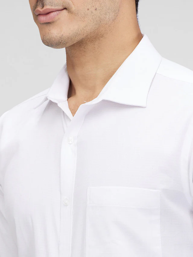 Park Avenue Men White Slim Fit Structure Formal Shirt - Image 6