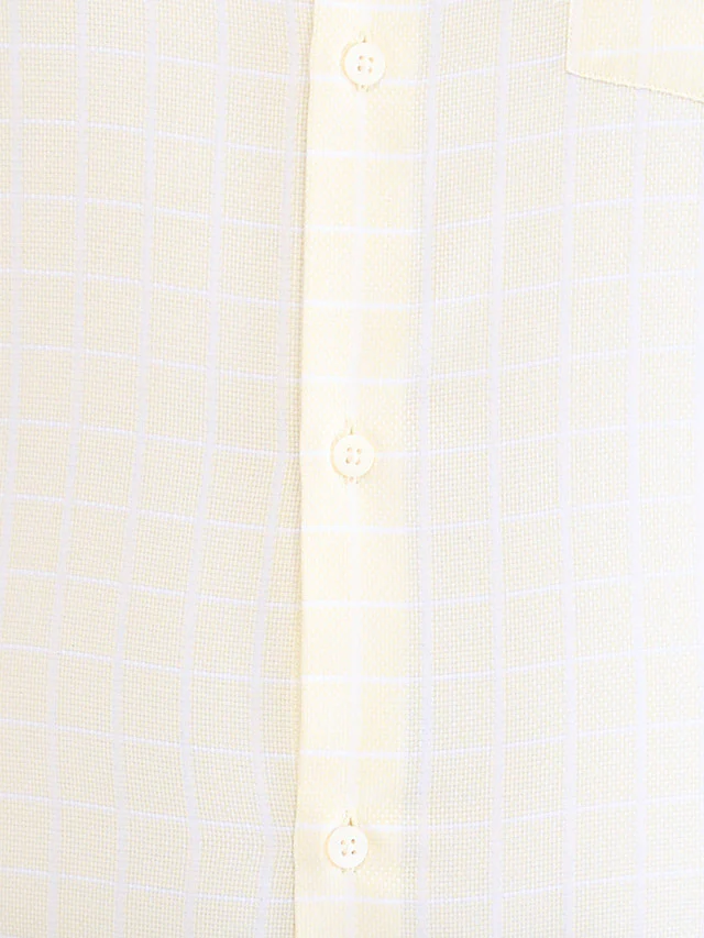 Park Avenue Yellow Checks Slim Fit Cotton Formal Shirt - Image 7
