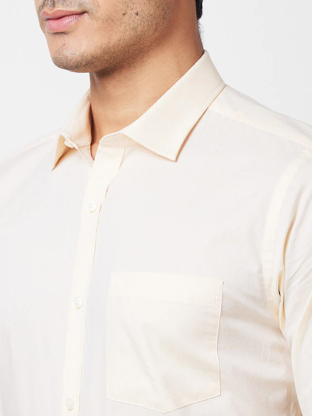 Park Avenue Yellow Dobby Slim Fit Cotton Formal Shirt - Image 6