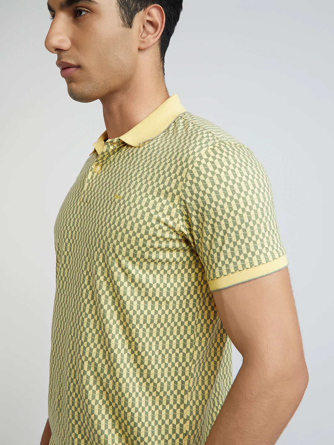 Park Avenue Yellow Printed Slim Fit Cotton Blend T-Shirt - Image 6