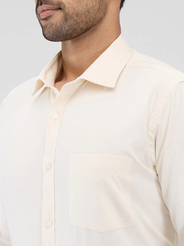 Park Avenue Yellow Solid Slim Fit Cotton Formal Shirt - Image 6