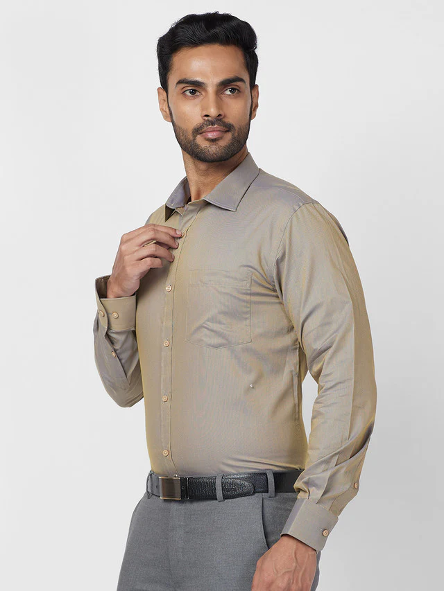 Park Avenue Men Green Structured Slim Fit Cotton Blend Formal Shirt - Image 3