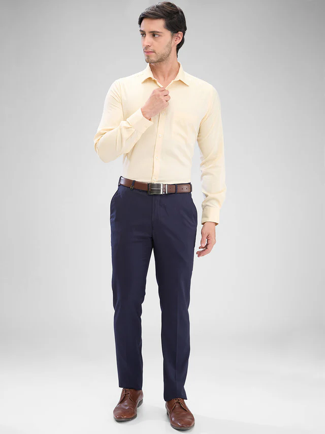 Park Avenue Yellow Structure Slim Fit Cotton Blend Formal Shirt - Image 2