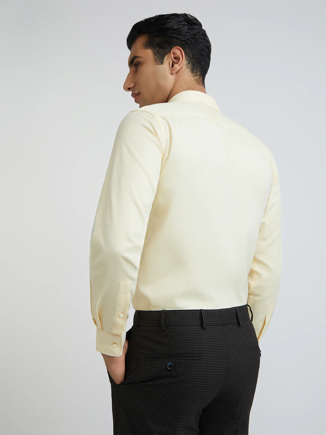 Park Avenue Yellow Structure Slim Fit Cotton Blend Formal Shirt - Image 6