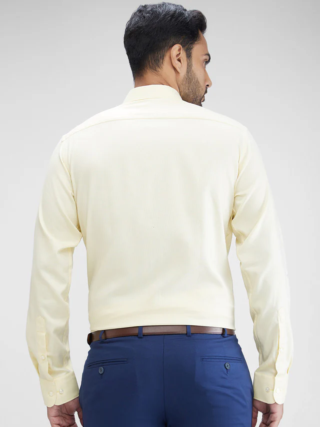 Park Avenue Yellow Structure Slim Fit Cotton Formal Shirt - Image 4