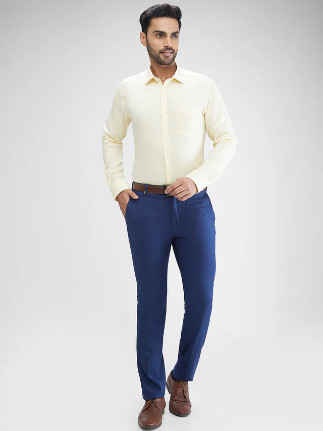 Park Avenue Yellow Structure Slim Fit Cotton Formal Shirt - Image 5