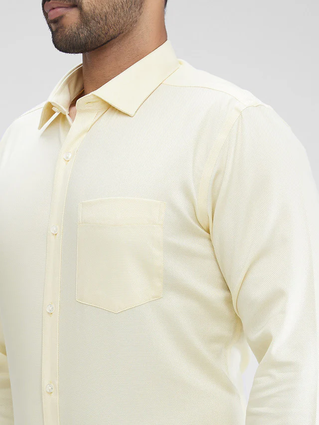 Park Avenue Yellow Structure Slim Fit Cotton Formal Shirt - Image 6