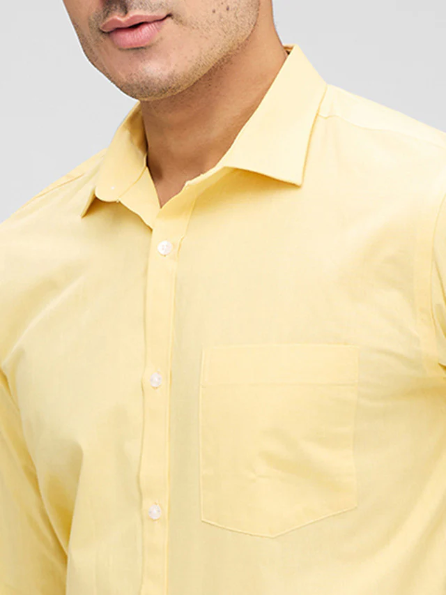 Park Avenue Yellow Structure Slim Fit Cotton Formal Shirt - Image 6