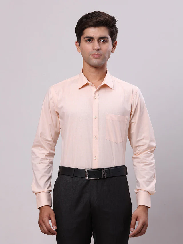 Park Avenue Yellow Structure Slim Fit Full Sleeve Cotton Shirt