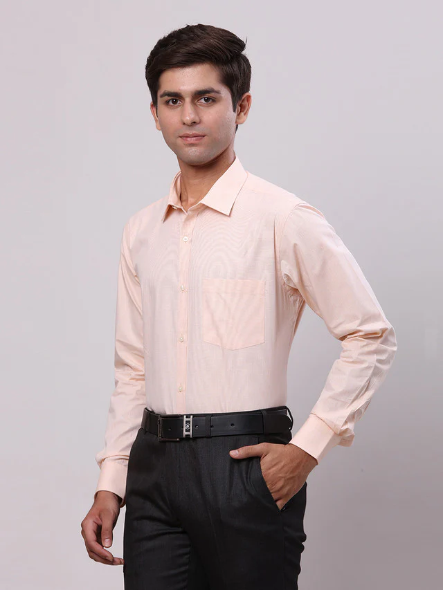 Park Avenue Yellow Structure Slim Fit Full Sleeve Cotton Shirt - Image 3