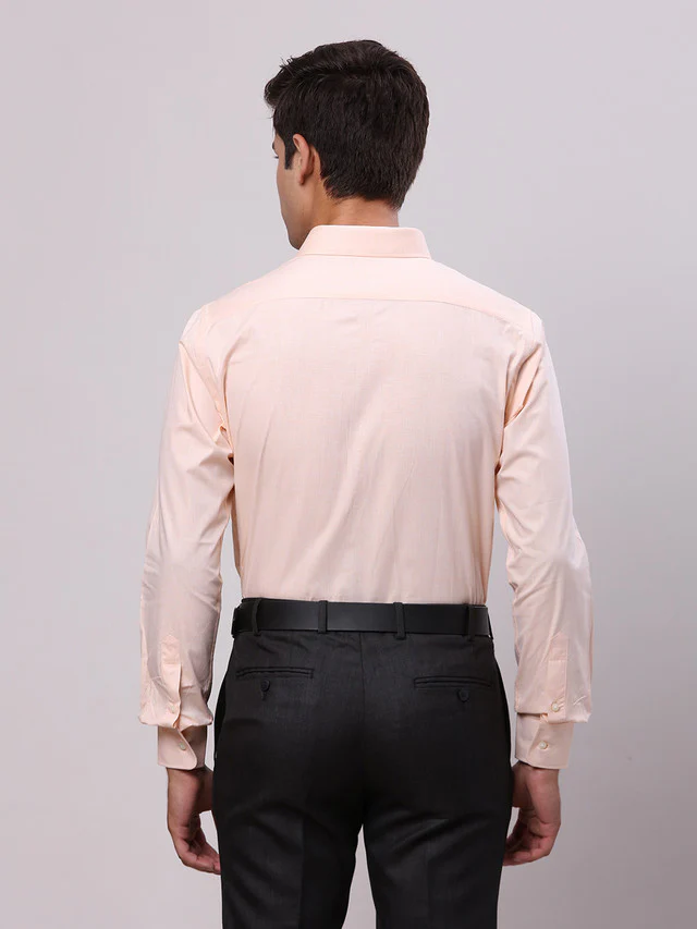 Park Avenue Yellow Structure Slim Fit Full Sleeve Cotton Shirt - Image 4