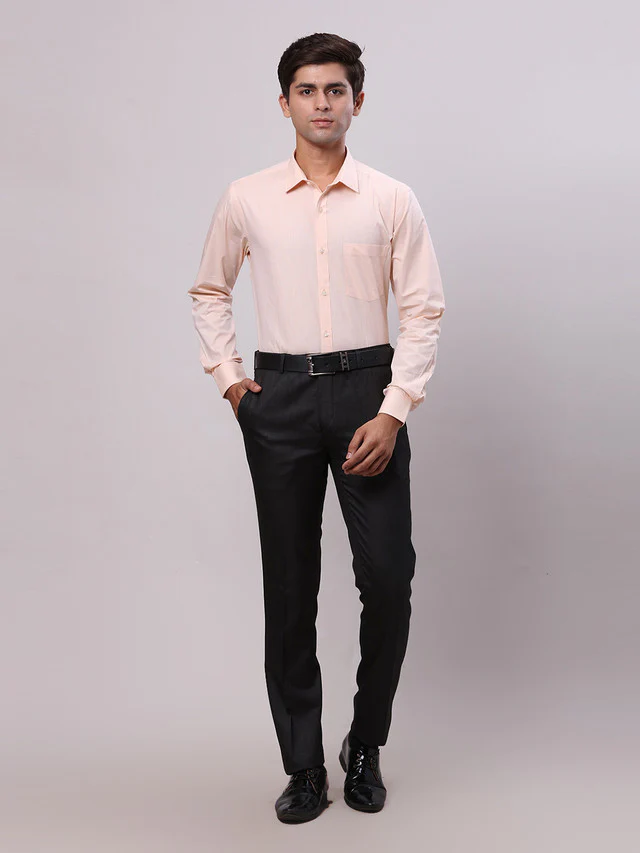 Park Avenue Yellow Structure Slim Fit Full Sleeve Cotton Shirt - Image 5