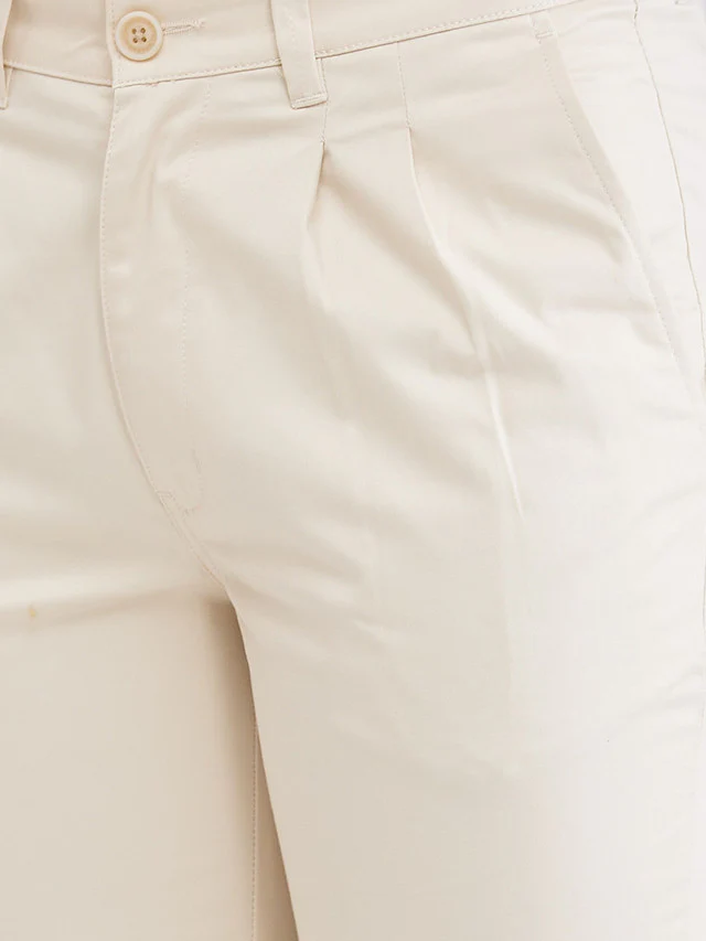 Parx Beige Solid Regular Fit Cotton Blend Trouser - Image 6