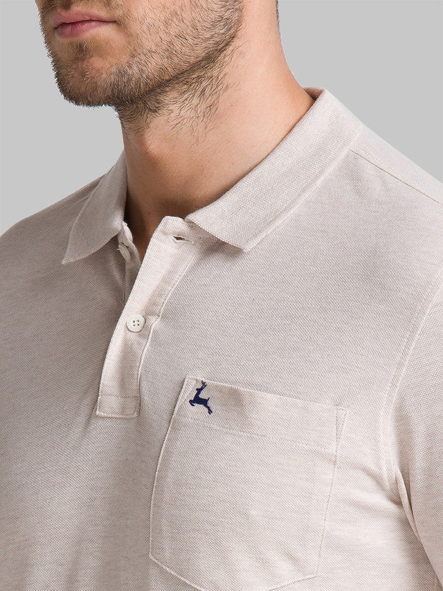 Parx Beige Solid Regular Fit Cotton T-Shirt - Image 6