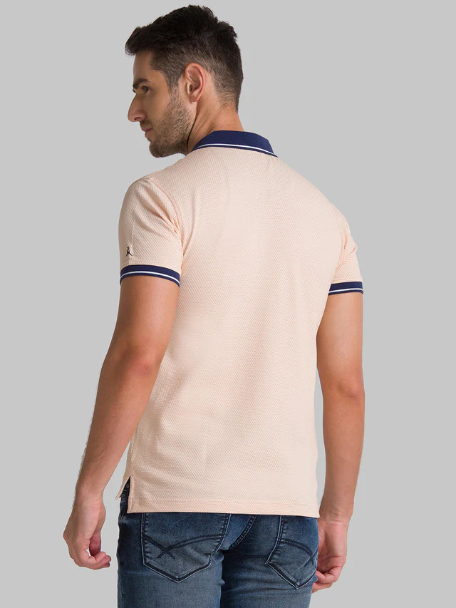Parx Beige Structure Regular Fit Cotton Blend T-Shirt - Image 4