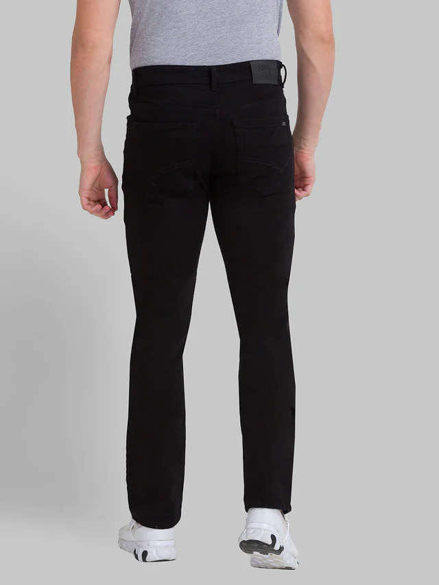 Parx Black Dobby Slim Fit Cotton Blend Jeans - Image 3