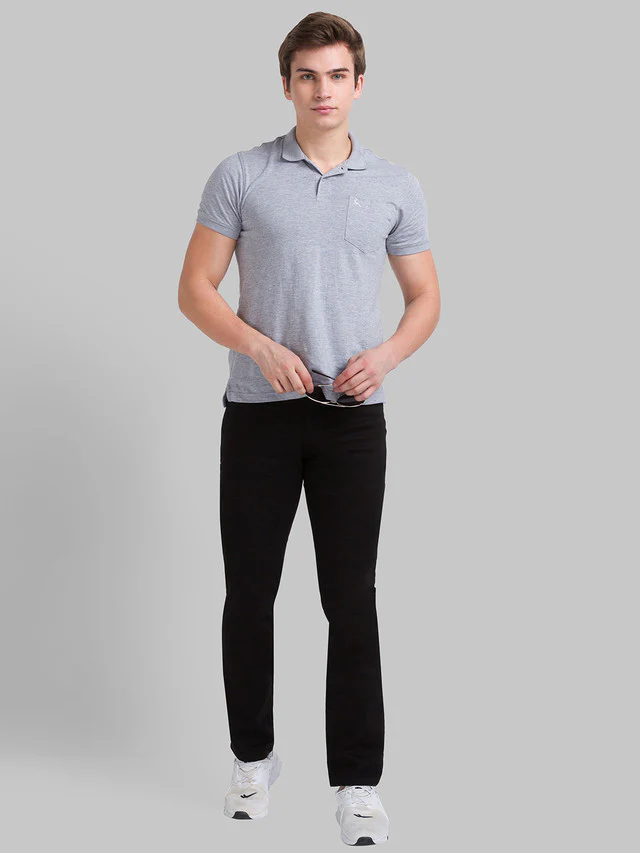 Parx Black Dobby Slim Fit Cotton Blend Jeans - Image 4