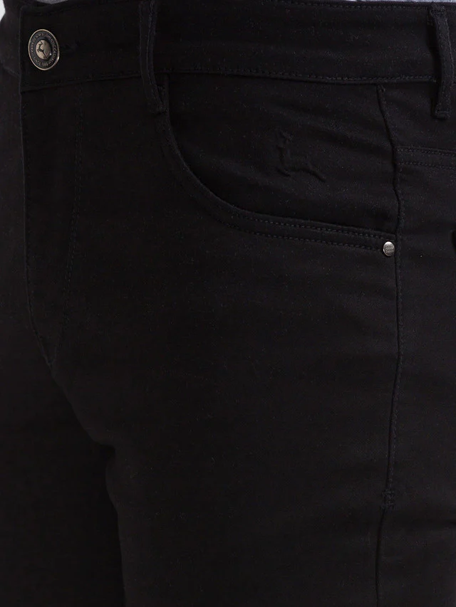 Parx Black Dobby Slim Fit Cotton Blend Jeans - Image 5