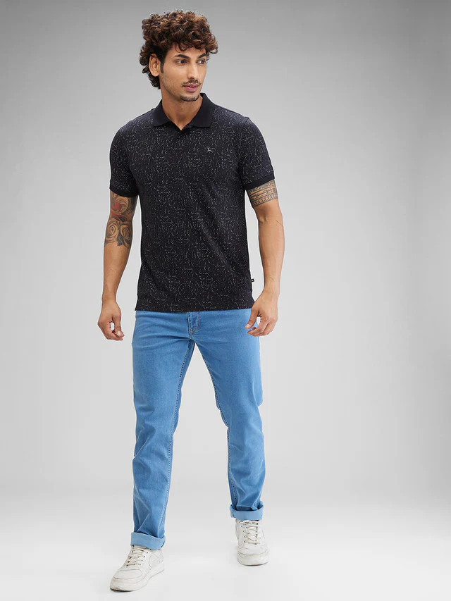 Parx Black Printed Regular Fit Cotton T-Shirt - Image 5