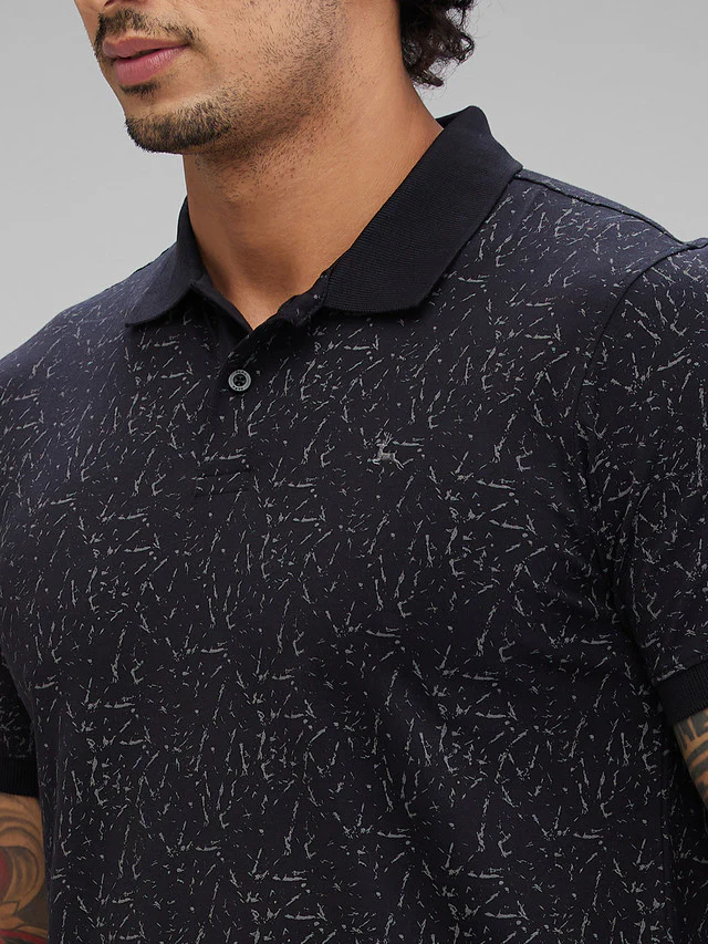 Parx Black Printed Regular Fit Cotton T-Shirt - Image 6