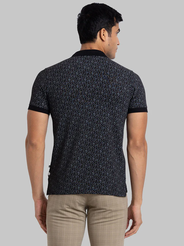 Parx Black Printed Regular Fit Cotton T-Shirt - Image 4