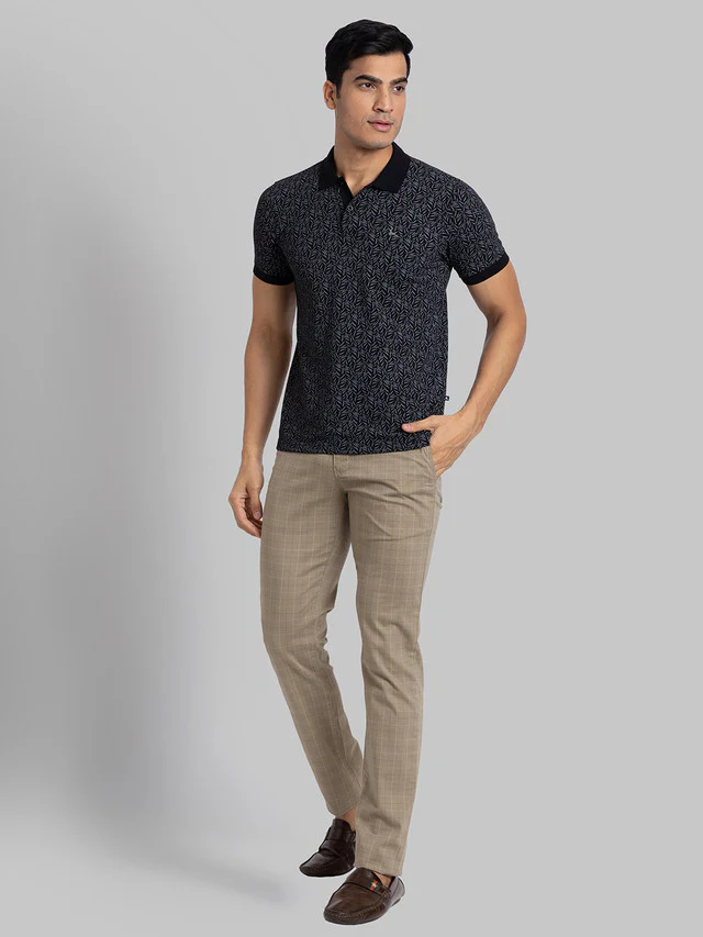 Parx Black Printed Regular Fit Cotton T-Shirt - Image 5