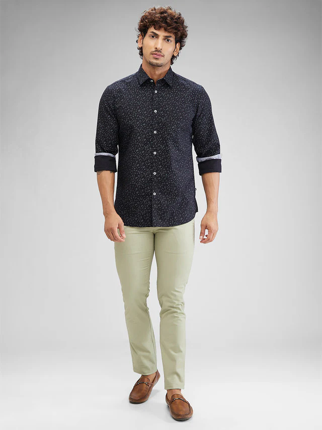 Parx Black Printed Slim Fit Cotton Casual Shirt - Image 5