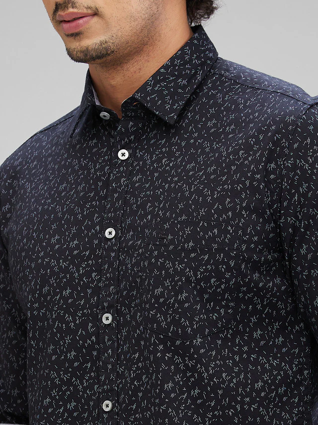 Parx Black Printed Slim Fit Cotton Casual Shirt - Image 6