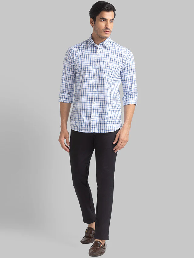 Parx Black Solid Low Rise Tapered Fit Cotton Blend Trouser - Image 5