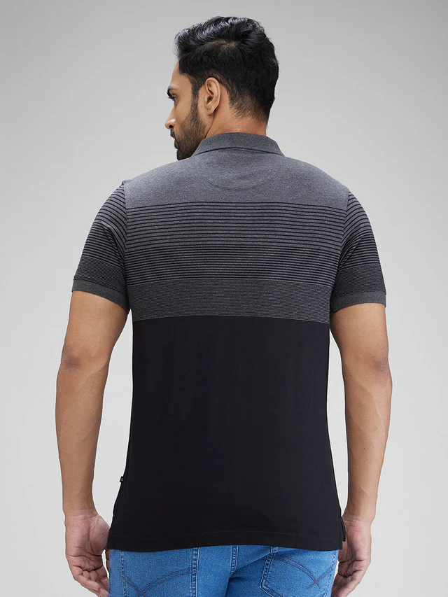 Parx Men Black Regular Fit Yarn Dyed Polo Neck Collar T-Shirt - Image 4