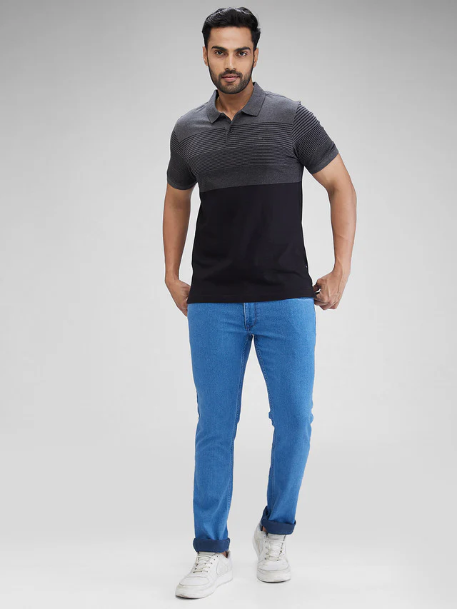 Parx Men Black Regular Fit Yarn Dyed Polo Neck Collar T-Shirt - Image 5
