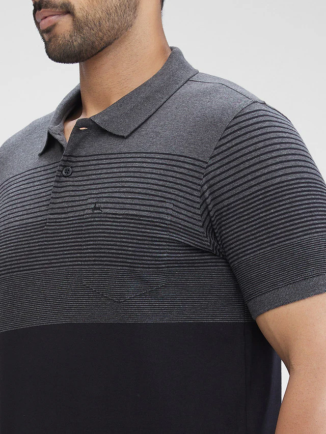 Parx Black Yarn Dyed Regular Fit Cotton T-Shirt - Image 6