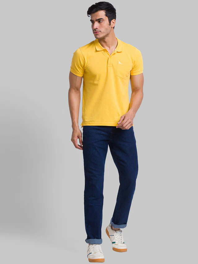 Parx Blue Plain Regular Fit Cotton Blend Jeans - Image 5