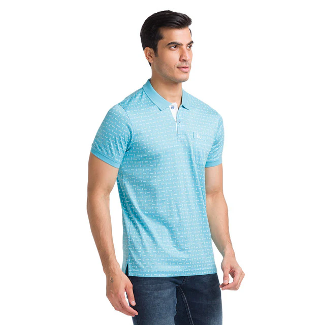 Parx Blue Printed Regular Fit Cotton T-Shirt - Image 2