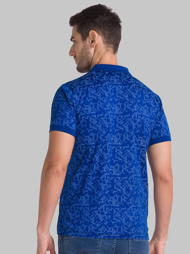 Parx Blue Printed Regular Fit Cotton T-Shirt - Image 4