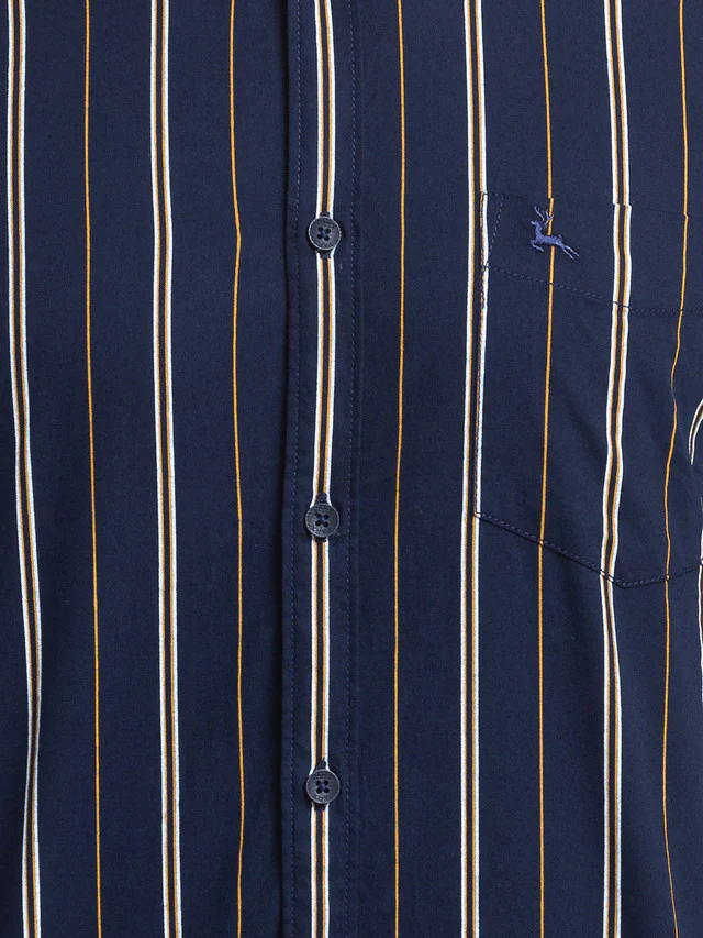 Parx Blue Printed Slim Fit Cotton Casual Shirt - Image 7