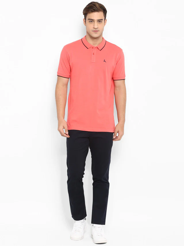 Parx Blue Solid Low Rise Tapered Fit Cotton Blend Trouser - Image 6