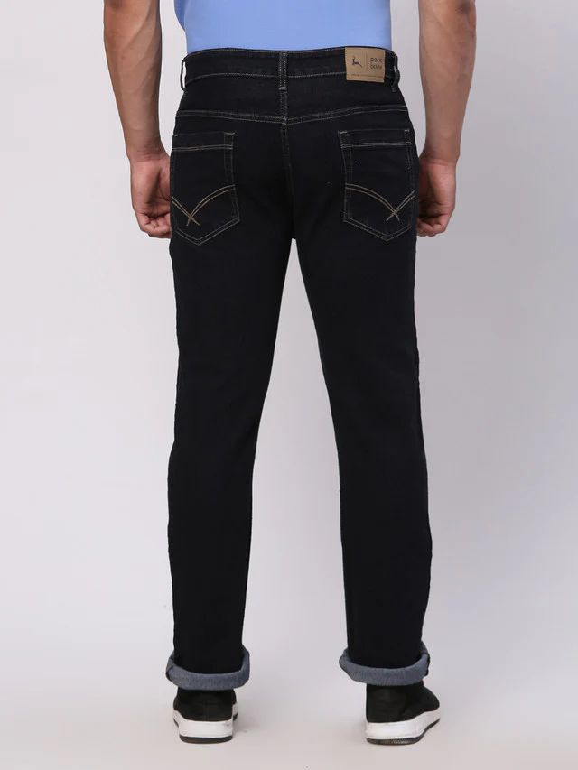 Parx Blue Twill Mid Rise Straight Fit Cotton Blend Jeans - Image 4