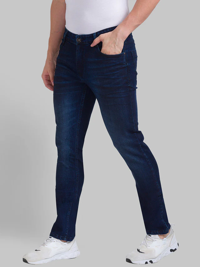 Parx Blue Twill Slim Tapered Fit Cotton Blend Jeans - Image 2