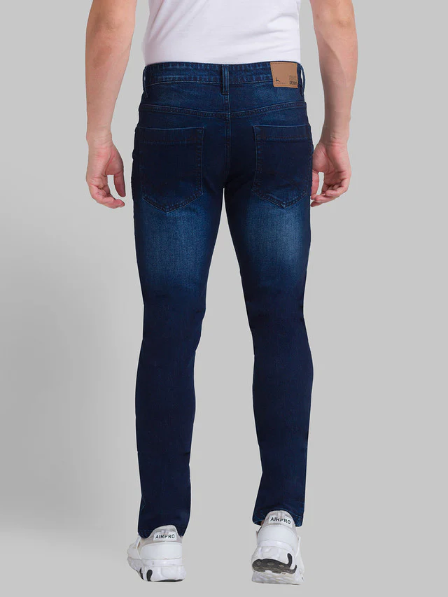 Parx Blue Twill Slim Tapered Fit Cotton Blend Jeans - Image 3