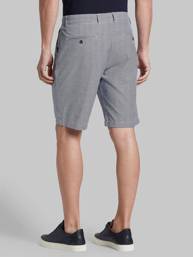 Parx Blue Yarn Dyed Regular Fit Cotton Shorts - Image 4