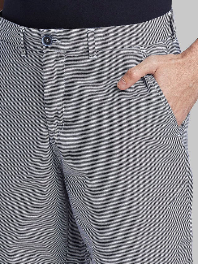 Parx Blue Yarn Dyed Regular Fit Cotton Shorts - Image 6