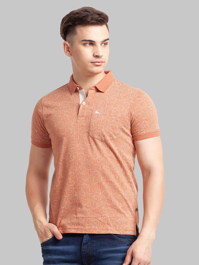 Parx Brown Printed Regular Fit Cotton T-Shirt
