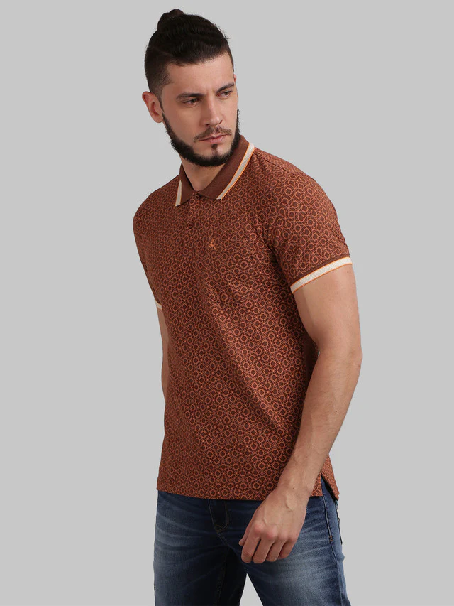 Parx Brown Regular Fit Cotton T-Shirt - Image 3