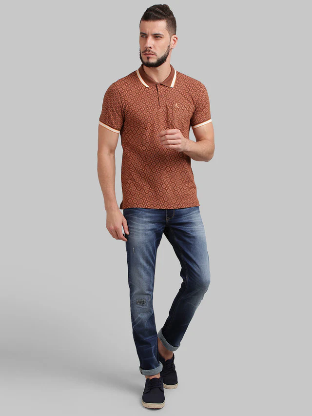 Parx Brown Regular Fit Cotton T-Shirt - Image 5