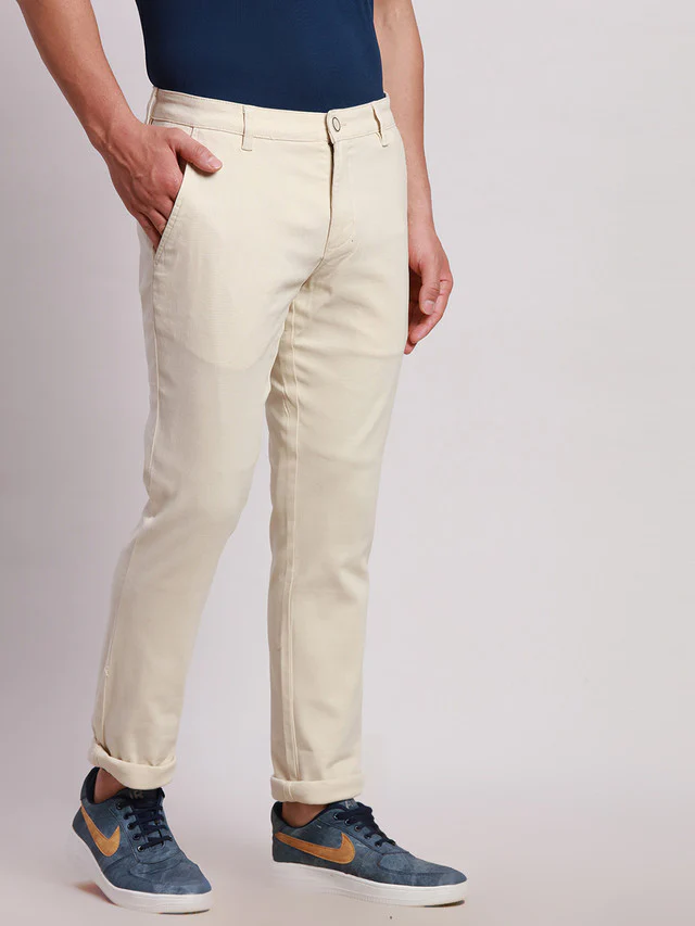 Parx Brown Solid Low Rise Tapered Fit Cotton Blend Trouser - Image 2